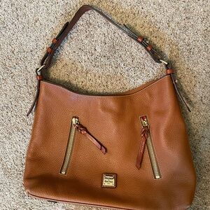 Dooney & Bourke Brown Cooper Pebble Leather Hobo Bag